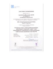 Certyfikat zatwierdzenia BRC 